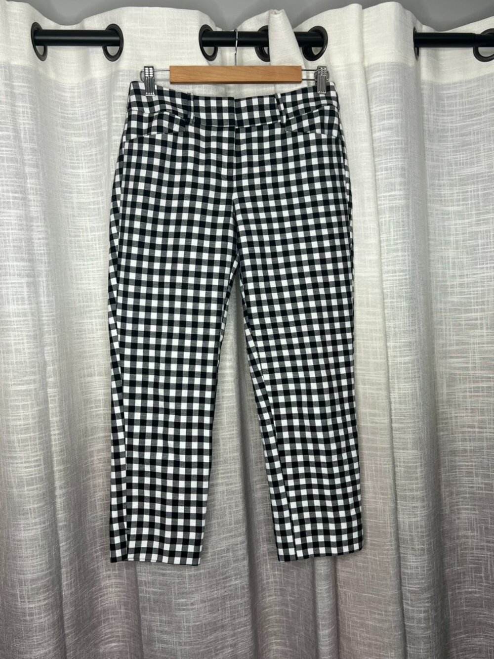 Loft Marissa Black and White Gingham The Riviera Pant